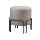 Puff Redondo Torvi em Linho e Base Metal Preto