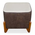 Puff Retangular Decorativo Iris no Linho Marrom/Cru