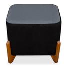 Puff Retangular Decorativo Iris no Linho Preto/Cinza