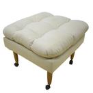 Puff Retangular Decorativo Livia Com Rodinhas para Sala de Estar Quarto Suede Bege