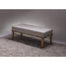 Puff Retangular Recamier Bege 100cm Sofáni Pés Madeira
