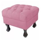 Puff Retrô Fixo Luis Xv Capitonê Suede Rosa - DS Estofados