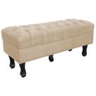 Puff Retro Luis Xv com Baú Capitonê 1 Metro Suede Bege - D'Rossi
