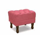 Puff Retrô Vit Decor em Suede Bege Elegante, Confortável e com Pés Palito de Madeira