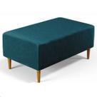 Puff Sala Damon Multiuso Linho Azul Pés Palito Castanho Puff Sala Damon Multiuso Linho Azul Pés Palito Castanho