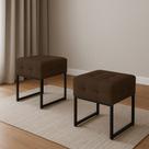 Puff Sala Decorativo Industrial Kit 2 Elisa Suede Marrom D03 - D Rossi