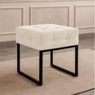 Puff Sala Decorativo Quadrado Industrial Elisa Veludo Bege D03 - D Rossi