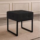 Puff Sala Decorativo Quadrado Industrial Elisa Veludo Preto D03 - D Rossi