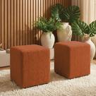 Puff Sala Decorativo Quadrado Kit 2 Lucca Base Fixa Bouclê G02 - D Rossi