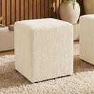 Puff Sala Decorativo Quadrado Lucca Base Fixa Bouclê Bege G02 - D Rossi