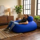 Puff Sensorial Relax Ergonômico com Encosto e Enchimento Perolas 3mm GoodPufes Extrema Maciez Azul Royal