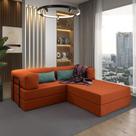 Puff Sofá Cama Casal Dobrável 2 Em 1 Com Chaise Moderno