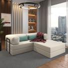 Puff Sofá Cama Casal Dobrável 2 Em 1 Com Chaise Moderno