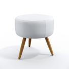 Puff Solar Para Sala de Estar Couro Branco Aradecor