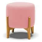 Puff Stella Suede Base Madeira Castanho - D'rossi Cor Rose Puff Stella Suede Base Madeira Castanho - D'rossi Cor Rose