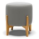Puff Stella Suede Grafite Base Madeira Castanho - D'rossi Puff Stella Suede Grafite Base Madeira Castanho - D'rossi