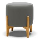 Puff Stella Suede Grafite Base Madeira Castanho D03 - D'Rossi Puff Stella Suede Grafite Base Madeira Castanho D03 - D'Rossi