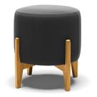 Puff Stella Suede Preto Base Madeira Castanho - D'rossi Puff Stella Suede Preto Base Madeira Castanho - D'rossi