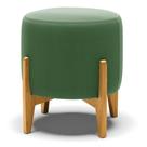 Puff Stella Suede Verde Base Madeira Castanho - D'rossi Puff Stella Suede Verde Base Madeira Castanho - D'rossi