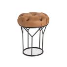 Puff Stopper Assento Couro Caramelo Base Preto - 68518 Puff Stopper Assento Couro Caramelo Base Preto - 68518