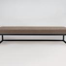 Puff Ted 100 Cm Base Preta Linho Marrom Puff Ted 100 Cm Base Preta Linho Marrom