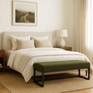 Puff Ted 100 Cm Base Preta Linho Verde Preto