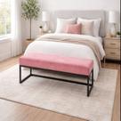 Puff Ted 160 Cm Base Preta Veludo Rosa Puff Ted 160 Cm Base Preta Veludo Rosa