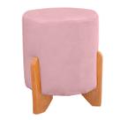 Puff Thor Luxo Madeira Maciça Redondo Suede