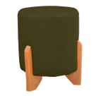 Puff Thor Luxo Madeira Maciça Redondo Suede