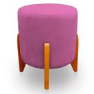 Puff Thor Pés Em Madeira Veludo Rosa - Kimi Design