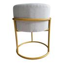 Puffe assento cadeira banqueta pés ferro linho cinza Puffe assento cadeira banqueta pés ferro linho cinza