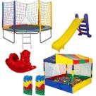 Pula Pula Cama Elática 2,44m Resistente Premium Piscina de Bolinhas 1,50m 1000 B Escorregador Médio 3 degraus Gangorra 1 Lugar