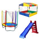 Pula Pula Trampolim 1,40m Piscina de Bolinhas Quadrada 1,50m Escorregador Grande