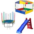 Pula Pula Trampolim 1,83m Piscina de Bolinhas Quadrada 1,50m Escorregador Grande