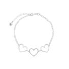 Pulseira 03 Corações Vazados Prata 925 Pulseira 03 Corações Vazados Prata 925