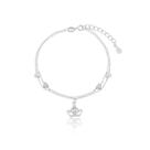 Pulseira 18cm de Prata 925 Dupla Coroa e Corações Banhado a Ródio