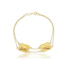 Pulseira 18cm Sagrado Coração E N.S. Do Carmo Prata Banhado A Ouro 18k