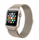 Pulseira 2 em 1 compatível para Appl e Watch 44mm Series 1 2 3 Milanese Loop com Capa Case Metal Champanhe