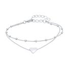 Pulseira 2 Fios Coração e Bolinha Folheada a Prata 925 Pulseira 2 Fios Coração e Bolinha Folheada a Prata 925