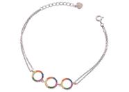 Pulseira 3 Circulos Vazado + Zirconia Colorida Cravejada