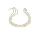 Pulseira 3 Fios Pérola Rústica Arroz Água Doce Natural Prata