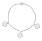 Pulseira 3 Pingente Flor Trevo Bloquinho Prata Original 925 Pulseira 3 Pingente Flor Trevo Bloquinho Prata Original 925