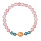 Pulseira 999 de prata com quartzo de morango para mulheres Pulseira 999 de prata com quartzo de morango para mulheres
