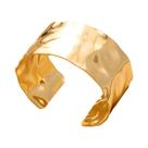 Pulseira Aberta Clássica Dourada Com Textura Enrugada Para Mulheres, Bracelete De Aço Inoxidável, Pulseira Aberta Clássica Dourada Com Textura Enrugada Para Mulheres, Bracelete De Aço Inoxidável,