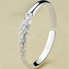 Pulseira Aberta Feminina De Prata Esterlina 925 Com Design De Pavão Acessório Elegante Para