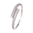 Pulseira Aberta Geométrica Feminina Banhada a Ouro 18K Com Zircônia Brilhante Joia Para Casamento