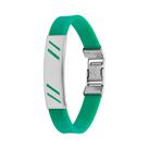 Pulseira Aço Color Teen Verde c/ Desenho Diagonal 10mm 21cm