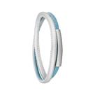 Pulseira Aço Couro Duo Light Blue e Silver 5mm