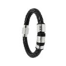 Pulseira Aço Couro Larga com Caucciù 12mm 20cm