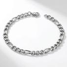 Pulseira Aço Inox Elo 3 e 1 Prateado Grossa Moda